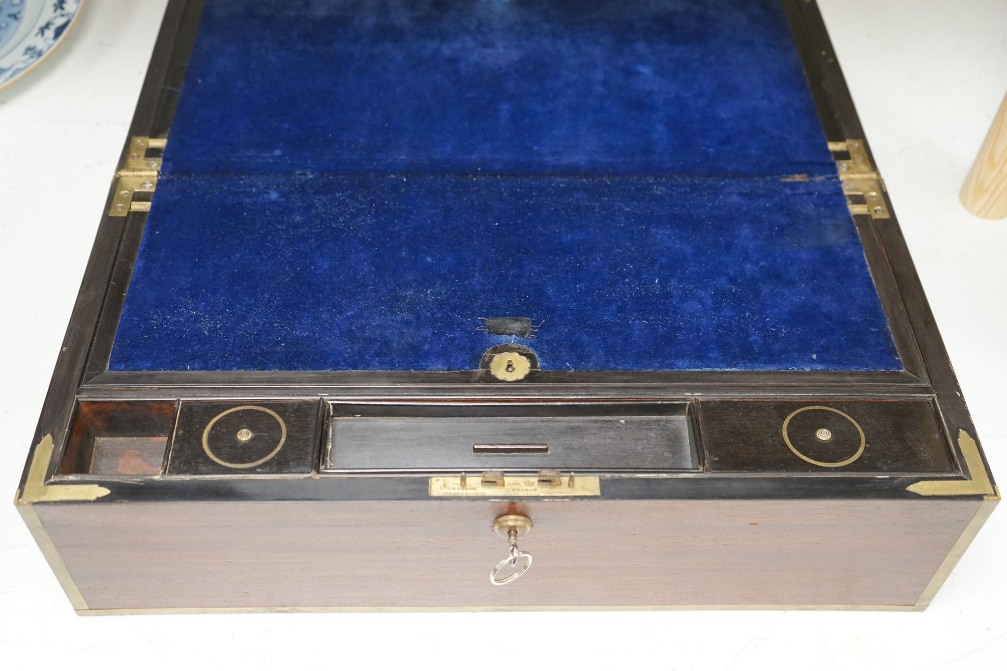 A 19th century mahogany and brass mounted writing slope, 51cm